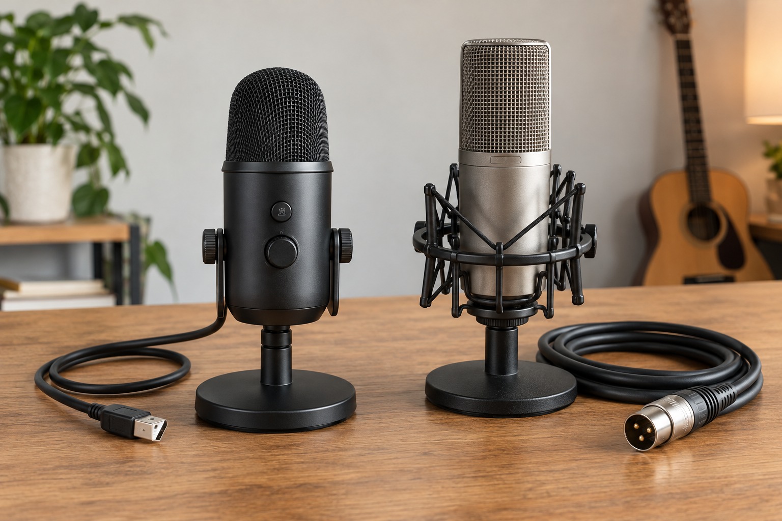 Two microphones with USB and XLR cables
