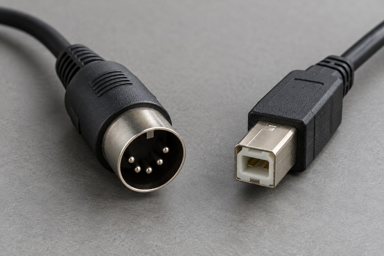 Five-pin MIDI and USB connectors