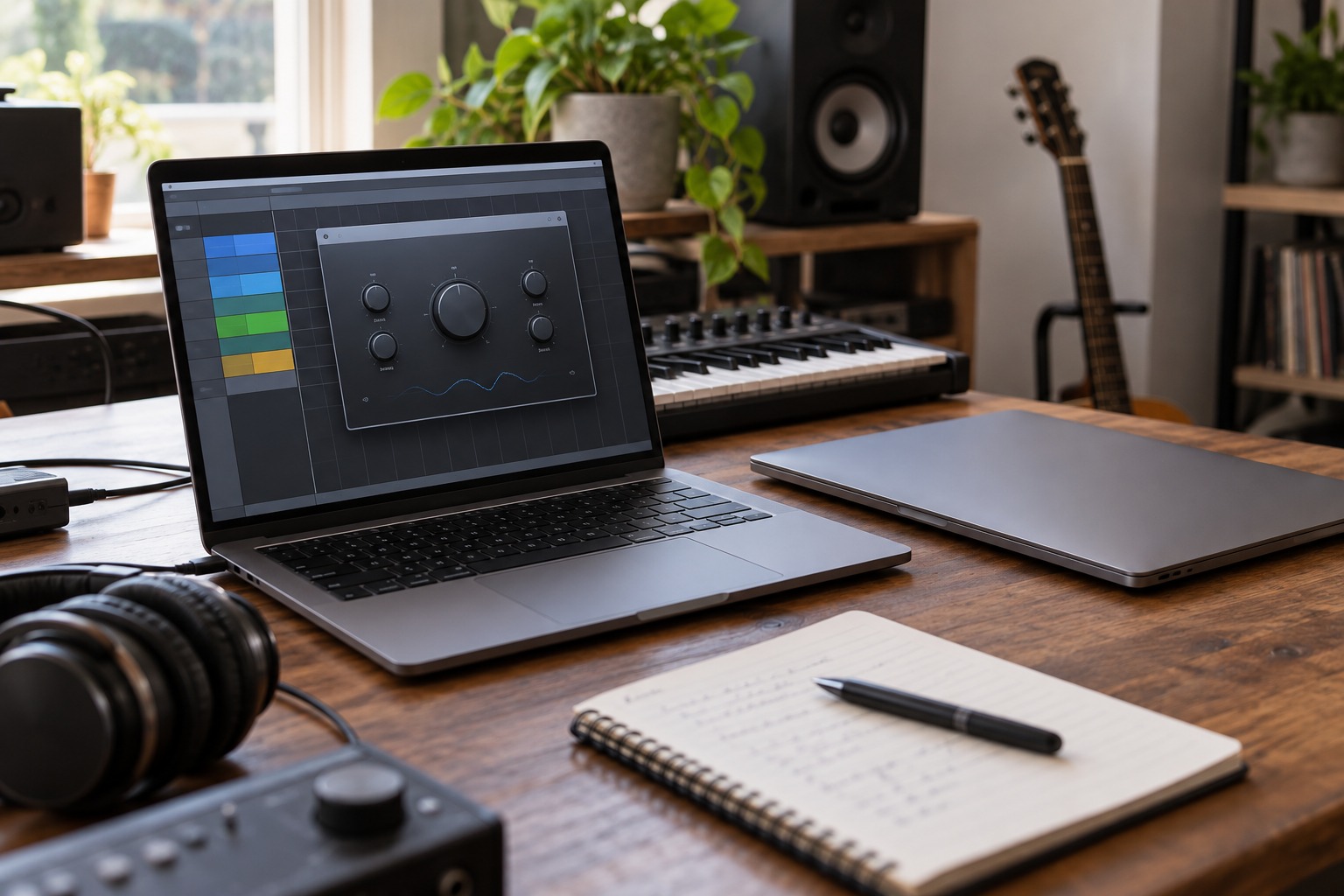 Generic music plug-in window on a laptop