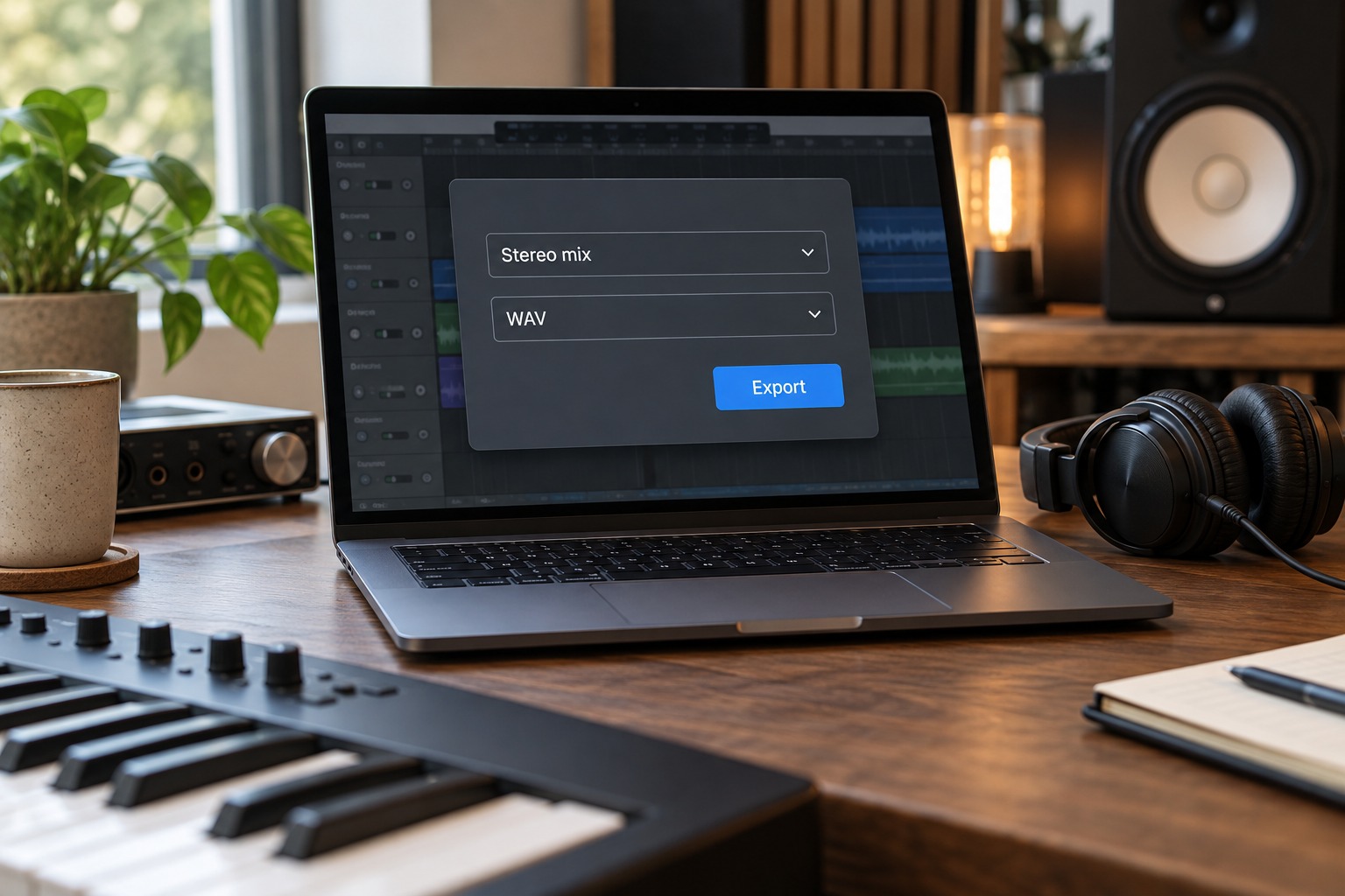 Illustrative stereo mix export dialog